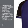 Russell Athletic Womens Women’s V-Neck Softball Jersey – Short Sleeve Moisture-Wicking Tee – Classic Athletic Wear(Purple/Black/White)