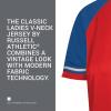 Russell Athletic Womens Women’s V-Neck Softball Jersey – Short Sleeve Moisture-Wicking Tee – Classic Athletic Wear(True Red/Royal/White)