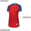 Russell Athletic Womens Women’s V-Neck Softball Jersey – Short Sleeve Moisture-Wicking Tee – Classic Athletic Wear(True Red/Royal/White)