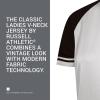 Russell Athletic Womens Women’s V-Neck Softball Jersey – Short Sleeve Moisture-Wicking Tee – Classic Athletic Wear(White/Black/White)