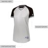 Russell Athletic Womens Women’s V-Neck Softball Jersey – Short Sleeve Moisture-Wicking Tee – Classic Athletic Wear(White/Black/White)
