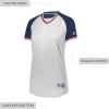Russell Athletic Womens Women’s V-Neck Softball Jersey – Short Sleeve Moisture-Wicking Tee – Classic Athletic Wear(White/Navy/True Red)