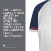 Russell Athletic Womens Women’s V-Neck Softball Jersey – Short Sleeve Moisture-Wicking Tee – Classic Athletic Wear(White/Navy/True Red)