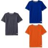 Russell Athletic Big Boys’ Cotton Performance Short Sleeve T-Shirt(Black Heather/Royal/Burnt Orange)