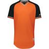 Russell Athletic Men’s Classic V-Neck Baseball Jersey: Vintage Appeal, with Dri-Power Moisture-Wicking(Burnt Orange/Black/White)