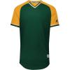 Russell Athletic Men’s Classic V-Neck Baseball Jersey: Vintage Appeal, with Dri-Power Moisture-Wicking(Dark Green/Gold/White)