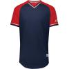 Russell Athletic Men’s Classic V-Neck Baseball Jersey: Vintage Appeal, with Dri-Power Moisture-Wicking(Navy/True Red/White)