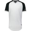 Russell Athletic Men’s Classic V-Neck Baseball Jersey: Vintage Appeal, with Dri-Power Moisture-Wicking(White/Black/White)