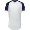 Russell Athletic Men’s Classic V-Neck Baseball Jersey: Vintage Appeal, with Dri-Power Moisture-Wicking(White/Navy/True Red)