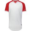 Russell Athletic Men’s Classic V-Neck Baseball Jersey: Vintage Appeal, with Dri-Power Moisture-Wicking(White/True Red/White)