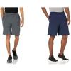 Russell Athletic Men’s Relaxed Fit 9″ Cotton Shorts with Pockets, Adjustable Elastic Waist, Sizes S-4X(2 Pack – Black Heather/Navy)
