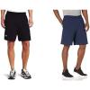 Russell Athletic Men’s Relaxed Fit 9″ Cotton Shorts with Pockets, Adjustable Elastic Waist, Sizes S-4X(2 Pack – Black/Navy)