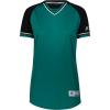 Russell Athletic Womens Women’s V-Neck Softball Jersey – Short Sleeve Moisture-Wicking Tee – Classic Athletic Wear(Aqua/Black/White)