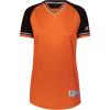 Russell Athletic Womens Women’s V-Neck Softball Jersey – Short Sleeve Moisture-Wicking Tee – Classic Athletic Wear(Burnt Orange/Black/White)