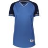 Russell Athletic Womens Women’s V-Neck Softball Jersey – Short Sleeve Moisture-Wicking Tee – Classic Athletic Wear(Columbia Blue/Navy/White)