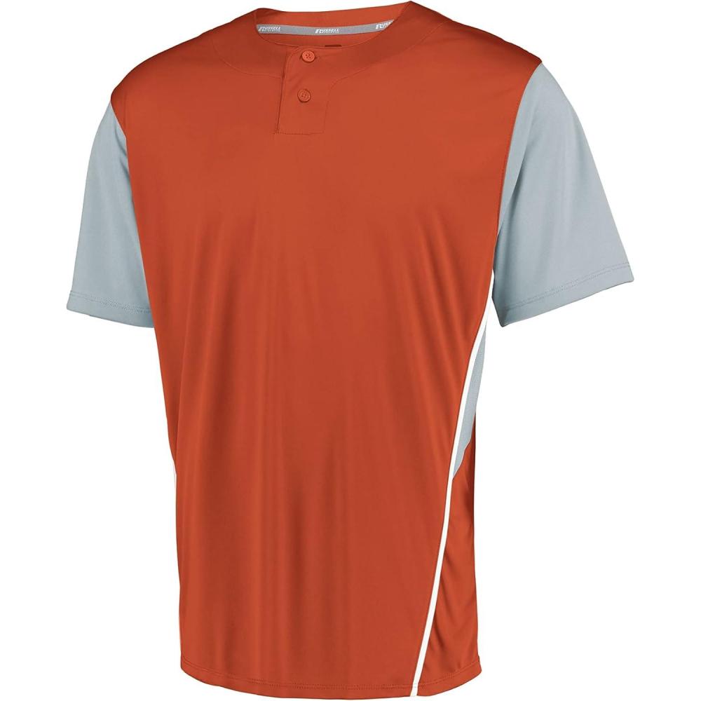 imageRussell Athletic Boys Youth TwoButton Placket Baseball Jersey Cool Stay Dry with Mesh Inserts ampamp Moisture WickingBurnt OrangeBaseball Grey