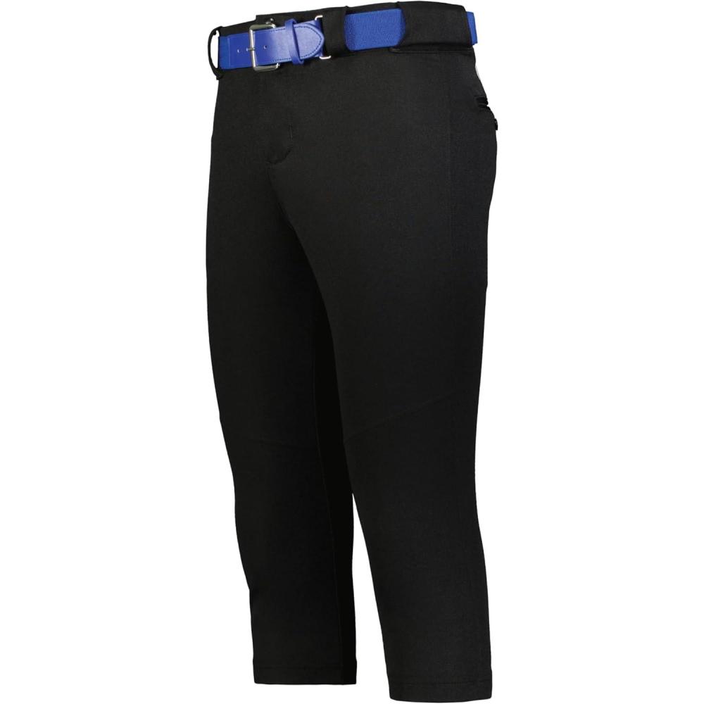 imageRussell Athletic Girls Deck Softball Knicker Belt Loop Pants with PocketsPremium Quality for Active PlayBlack