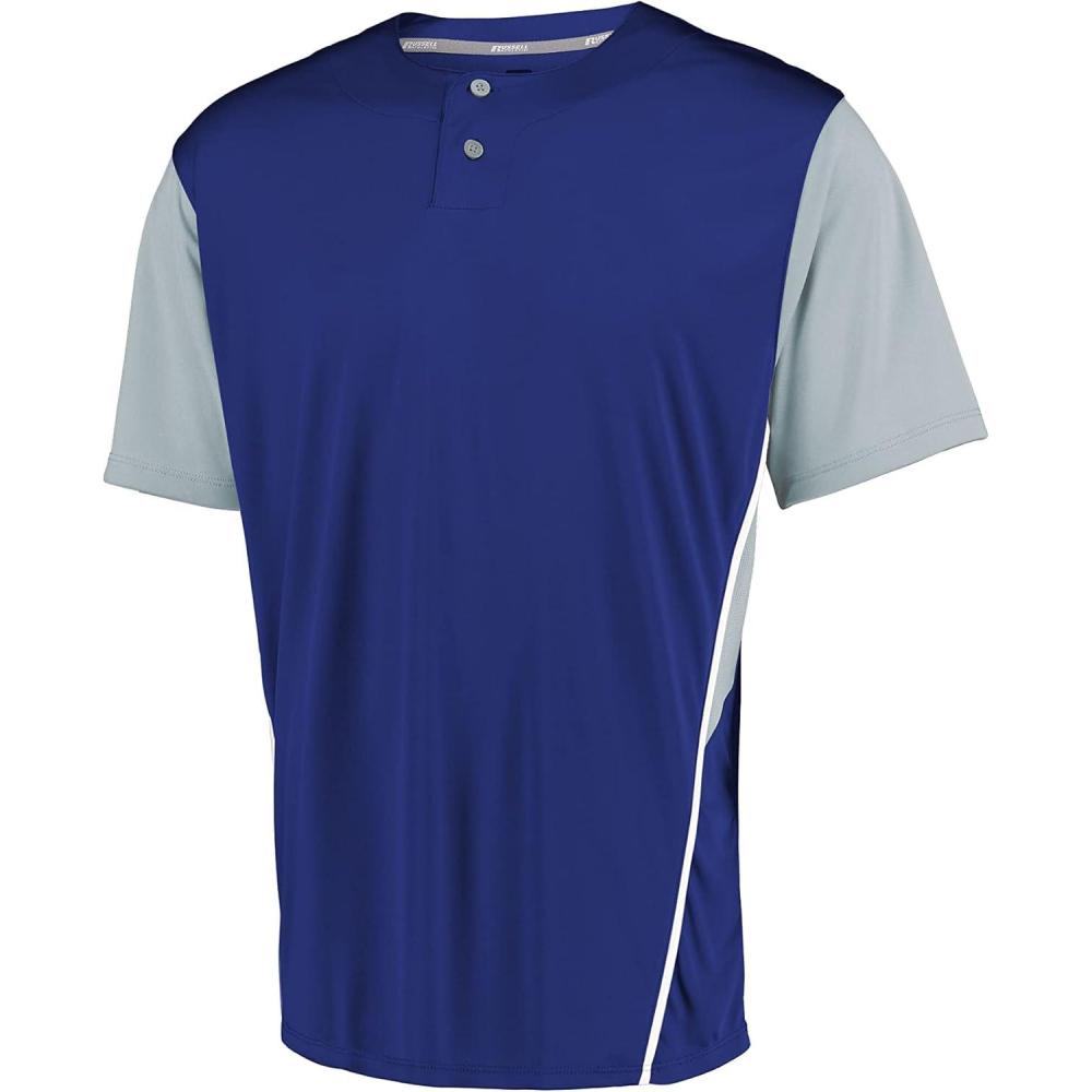 imageRussell Athletic Mens Adult Performance TwoButton Color Block Baseball Jersey Step Up Your Game with Comfort and StyleRoyalBaseball Grey