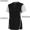 Russell Athletic 2-Button Color Block Jersey-Stylish Short Sleeve Baseball & Softball Shirt for Active Women(Black/Baseball Grey)