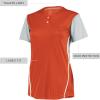 Russell Athletic 2-Button Color Block Jersey-Stylish Short Sleeve Baseball & Softball Shirt for Active Women(Burnt Orange/Baseball Grey)