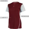 Russell Athletic 2-Button Color Block Jersey-Stylish Short Sleeve Baseball & Softball Shirt for Active Women(Cardinal/Baseball Grey)