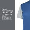 Russell Athletic 2-Button Color Block Jersey-Stylish Short Sleeve Baseball & Softball Shirt for Active Women(Columbia Blue/Baseball Grey)