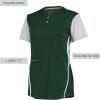 Russell Athletic 2-Button Color Block Jersey-Stylish Short Sleeve Baseball & Softball Shirt for Active Women(Dark Green/Baseball Grey)