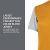 Russell Athletic 2-Button Color Block Jersey-Stylish Short Sleeve Baseball & Softball Shirt for Active Women(Gold/Baseball Grey)