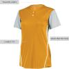 Russell Athletic 2-Button Color Block Jersey-Stylish Short Sleeve Baseball & Softball Shirt for Active Women(Gold/Baseball Grey)