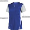 Russell Athletic 2-Button Color Block Jersey-Stylish Short Sleeve Baseball & Softball Shirt for Active Women(Royal/Baseball Grey)