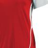 Russell Athletic 2-Button Color Block Jersey-Stylish Short Sleeve Baseball & Softball Shirt for Active Women(True Red/Baseball Grey)
