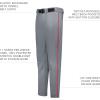 Russell Athletic Boys Youth Piped Baseball Pant – Comfort, Style and Durability(Baseball Grey/True Red)