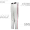 Russell Athletic Boys Youth Piped Baseball Pant – Comfort, Style and Durability(White/True Red)