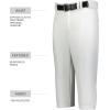 Russell Athletic Boys Youth Solid Diamond Series Baseball Knicker 2.0-Stylish Knee-Length Pants(White)