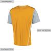 Russell Athletic Boy’s Youth Two-Button Placket Baseball Jersey Cool, Stay Dry with Mesh Inserts & Moisture Wicking(Gold/Baseball Grey)