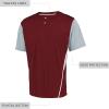 Russell Athletic Men’s Adult Performance Two-Button Color Block Baseball Jersey: Step Up Your Game with Comfort and Style(Cardinal/Baseball Grey)