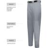Russell Athletic Men’s Solid Change Up Baseball Pant-Pro Comfort, Performance, Beltloops, Hook-and-Loop Adjustment(Baseball Grey)