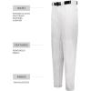 Russell Athletic Men’s Solid Change Up Baseball Pant-Pro Comfort, Performance, Beltloops, Hook-and-Loop Adjustment(White)