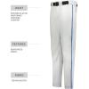 Russell Athletic Piped Change Up Baseball Pant – Comfort and Performance Ideal for Baseball, Softball, and Fastpitch(White/Royal)