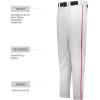 Russell Athletic Piped Change Up Baseball Pant – Comfort and Performance Ideal for Baseball, Softball, and Fastpitch(White/True Red)