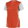 Russell Athletic 2-Button Color Block Jersey-Stylish Short Sleeve Baseball & Softball Shirt for Active Women(Burnt Orange/Baseball Grey)
