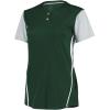 Russell Athletic 2-Button Color Block Jersey-Stylish Short Sleeve Baseball & Softball Shirt for Active Women(Dark Green/Baseball Grey)