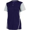 Russell Athletic 2-Button Color Block Jersey-Stylish Short Sleeve Baseball & Softball Shirt for Active Women(Purple/Baseball Grey)