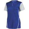Russell Athletic 2-Button Color Block Jersey-Stylish Short Sleeve Baseball & Softball Shirt for Active Women(Royal/Baseball Grey)