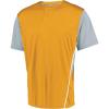Russell Athletic Boy’s Youth Two-Button Placket Baseball Jersey Cool, Stay Dry with Mesh Inserts & Moisture Wicking(Gold/Baseball Grey)