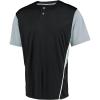 Russell Athletic Men’s Adult Performance Two-Button Color Block Baseball Jersey: Step Up Your Game with Comfort and Style(Black/Baseball Grey)