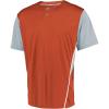 Russell Athletic Men’s Adult Performance Two-Button Color Block Baseball Jersey: Step Up Your Game with Comfort and Style(Burnt Orange/Baseball Grey)