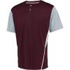 Russell Athletic Men’s Adult Performance Two-Button Color Block Baseball Jersey: Step Up Your Game with Comfort and Style(Maroon/Baseball Grey)