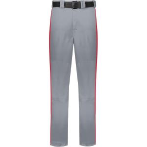 Russell Athletic Piped Change Up Baseball Pant – Comfort and Performance Ideal for Baseball, Softball, and Fastpitch(Baseball Grey/True Red)
