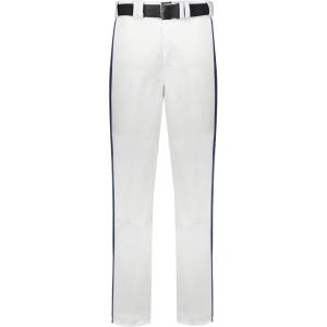Russell Athletic Piped Change Up Baseball Pant – Comfort and Performance Ideal for Baseball, Softball, and Fastpitch(White/Navy)